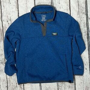 L.L. Bean Blue Better Sweater Style Snap T Pullover Fleece Jacket Coat Womens